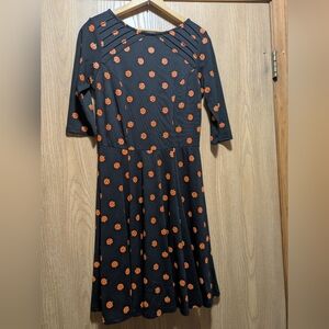 Unique Vintage Black and Orange Pumpkin Dress